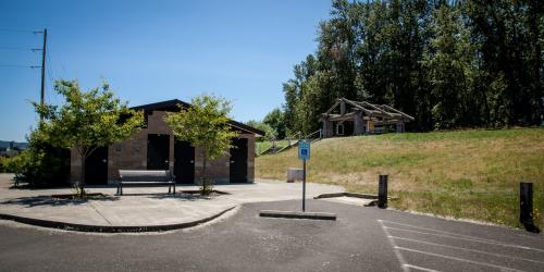 Bathrooms and parking lot at the park