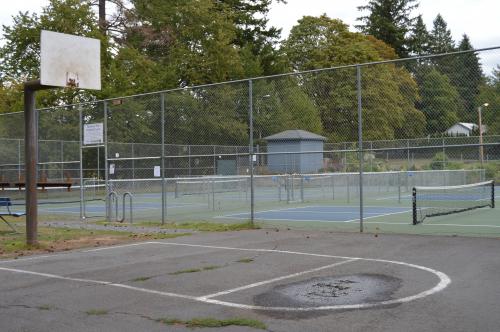 Basketball court and tennis court