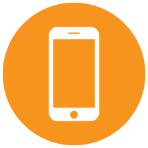 Streaming icon phone orange circle Opens in new window