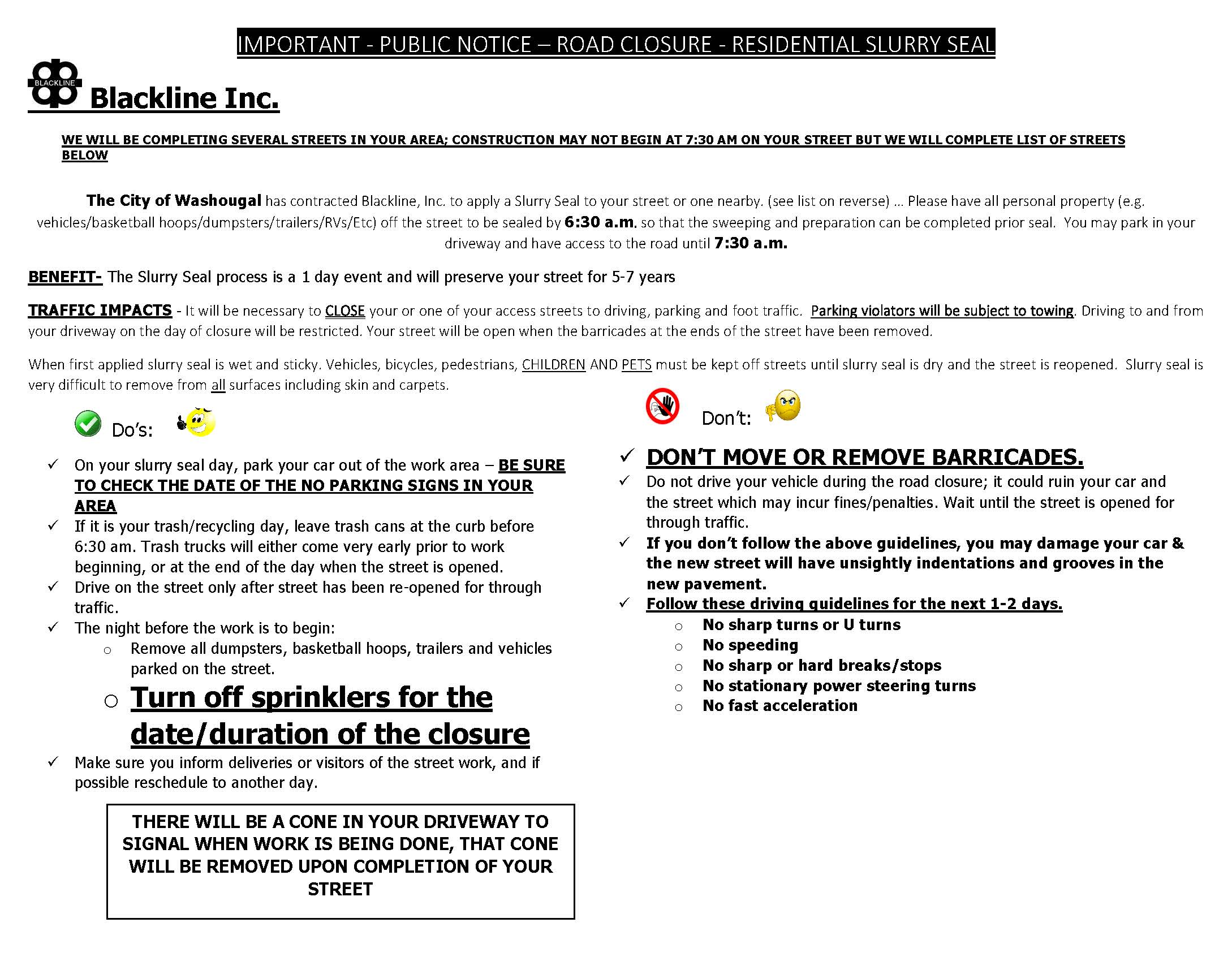 Slurry Seal Public Notice and Guidance